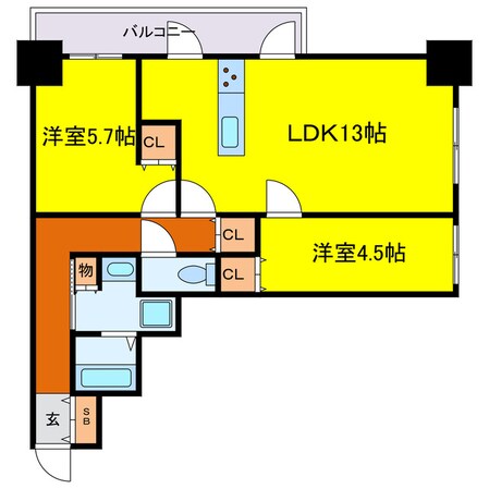 クレヴィアタワー大阪本町の物件間取画像